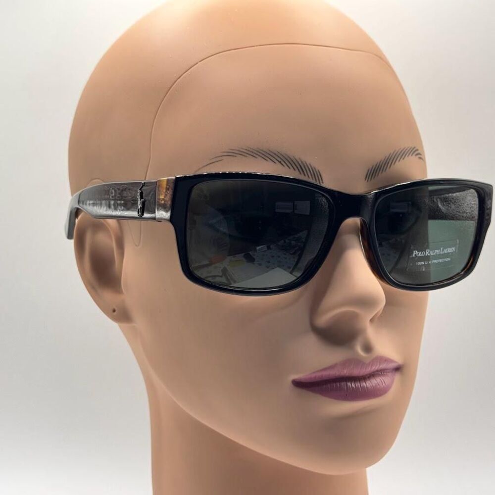 NEW Men's Y2K Ralph Lauren Square Sunglasses Polo 4061 Black Tortoise 57/17/135
